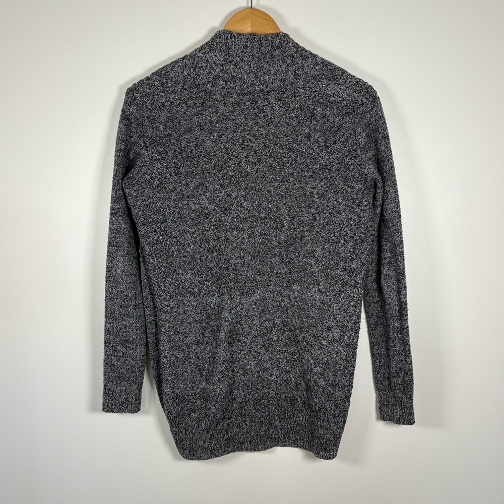 Dynamite Womens Long Open Front Cardigan, Grey & Black Cowl Collar Knit, Size XS - Picture 2 of 5